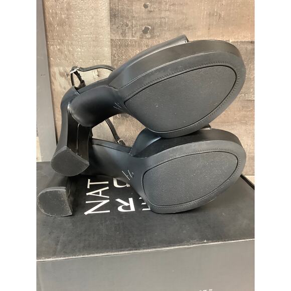 Naturalizer 27 Edit Womens 6M Black Leather Delphie Platform Heel Sandal LB12-22 - Picture 6 of 7